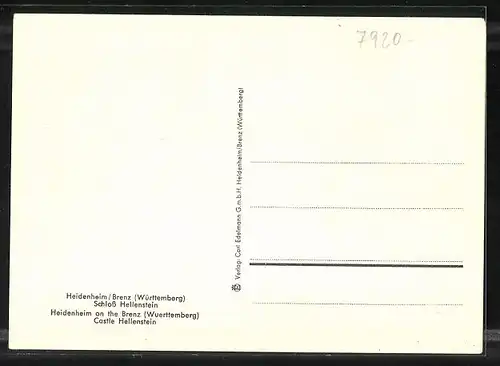 Künstler-AK Heidenheim an der Brenz, Ort und Schloss Hellenstein