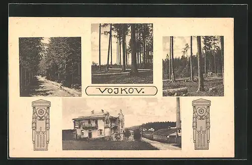 AK Vojkov, Gebäudeansicht, Waldpartien