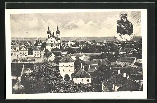 AK Alt Bunzlau / Stara Boleslav / Brandeis (NL), Totalansicht mit Wallfahrtskirche, Celkovy pohled