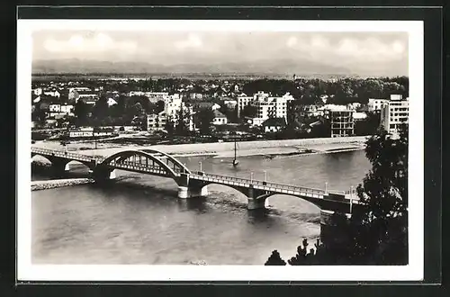 AK Piestany, Teilansicht mit Brücke