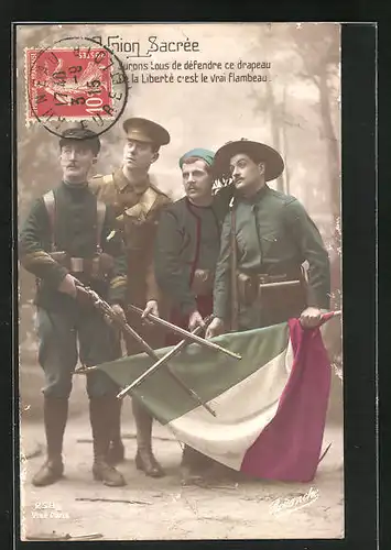 AK Union Sacrée, Soldaten der Entente, Propaganda Entente