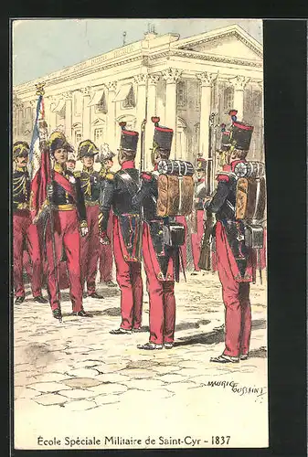Künstler-AK Ècole Spéciale Militaire de Saint-Cyr 1837