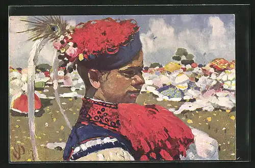 Künstler-AK Joza Uprka: Z Pouti u Sv. Antonicka