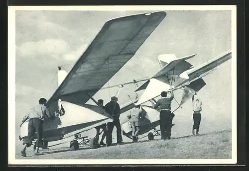 AK Transport klzákov na start, Segelflugzeug vor dem Start