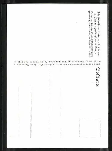 Künstler-AK Anton Hoffmann - München: Hist. Uniformen des bayer. 2. Chevauleger-Reg. Taxis, Dragoner 1742-1747