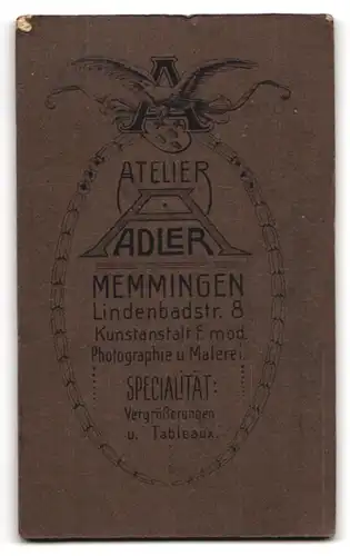 Fotografie A. Adler, Memmingen, Lindenbadstrasse 8, Soldat in Feldgrau mit Zigarre