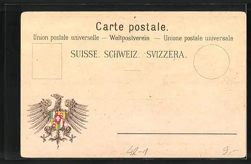 Lithographie Neuchâtel, Tir Fédéral 1898, Helvetia mit Wappen