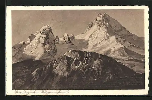 AK Berchtesgaden, Familie Watzmann, Berg mit Gesicht / Berggesichter