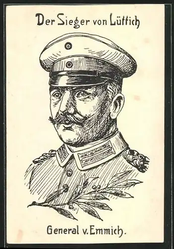 Künstler-AK General von Emmich, Sieger von Lüttich