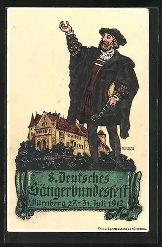 Künstler-AK Nürnberg, 8. Deutsches Sängerbundes Fest 1912