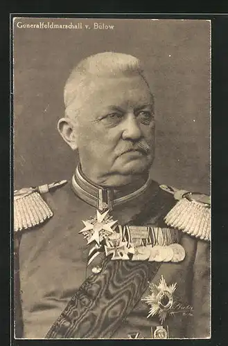 AK Heerführer Generalfeldmarschall von Bülow in Uniform mit Ordenspange