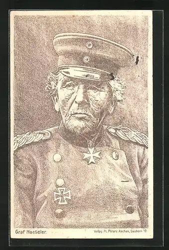 AK Heerführer Graf Haeseler in Uniform mit Eisernem Kreuz