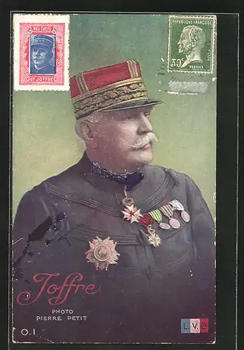 AK Heerführer Gal. Joffre in Uniform mit Ordenspange