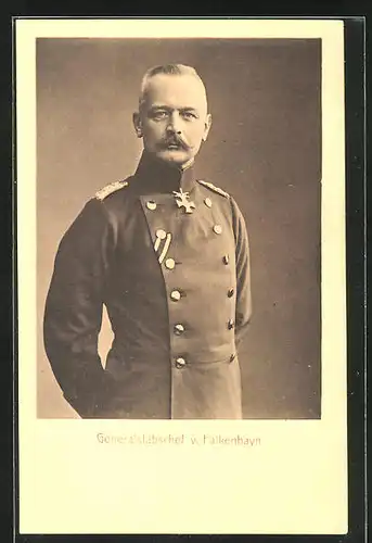 AK Heerführer Generalstabchef von Falkenhayn in Uniform mit Orden