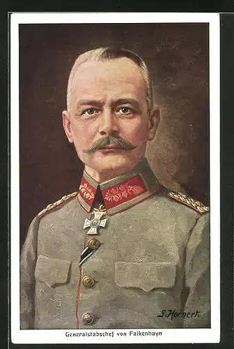 AK Heerführer Generalstabchef von Falnkenhayn in Uniform mit Orden