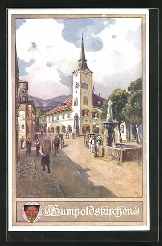 AK Deutscher Schulverein Nr.:212, Gumpoldskirchen, Blick auf die Kirche