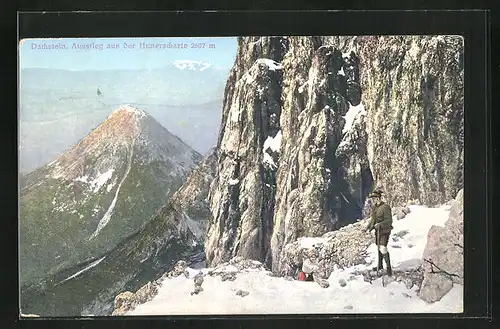 AK Daschstein, Bergsteiger beim Ausstieg aus der Hunerscharte