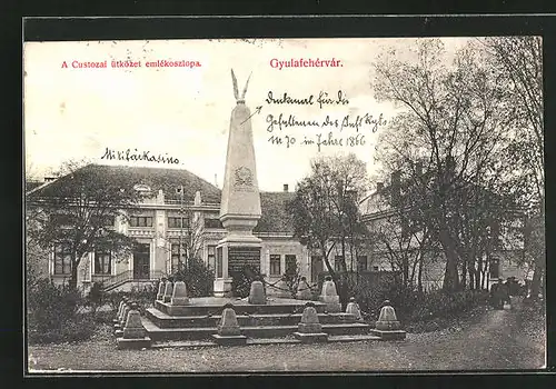 AK Karlsburg, Denkmal, A Custozal ütközet emlékosziopa