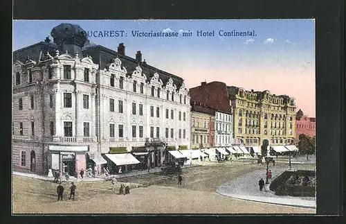 AK Bucarest, Victoriastrasse mit Hotel Continental
