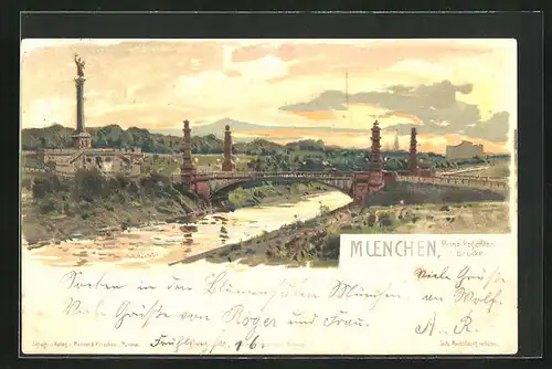 Lithographie München, Prinz-Regenten-Brücke