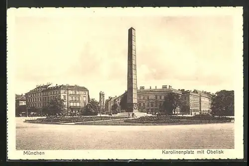 AK München, Karolinenplatz mit Obelisk