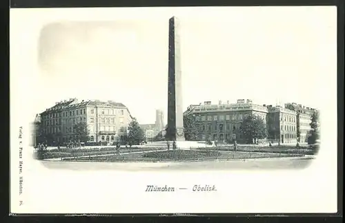 AK München, Obelisk am Karolinenplatz