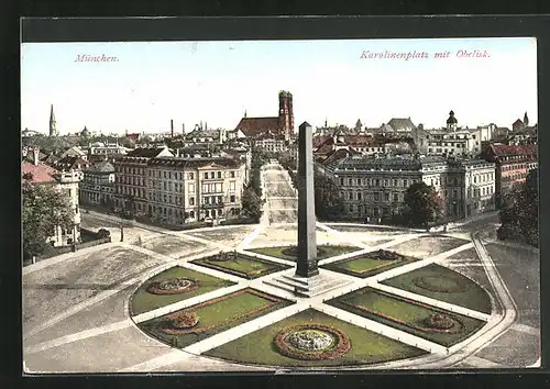 AK München, Karolinenplatz mit Obelisk