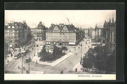 AK München, Karlsplatz aus der Vogelschau