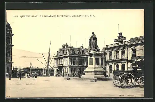 AK Wellington, Queens Statue and Wharves Entrance