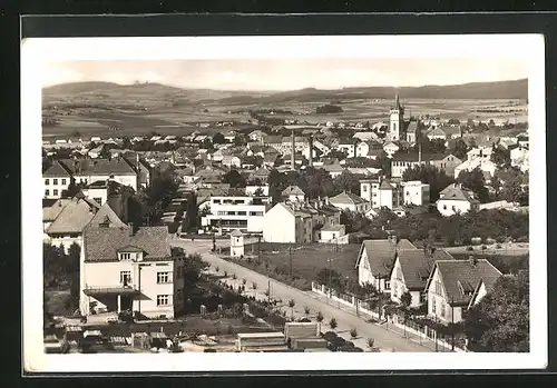 AK Humpolec, Strassenblick aus der Vogelschau