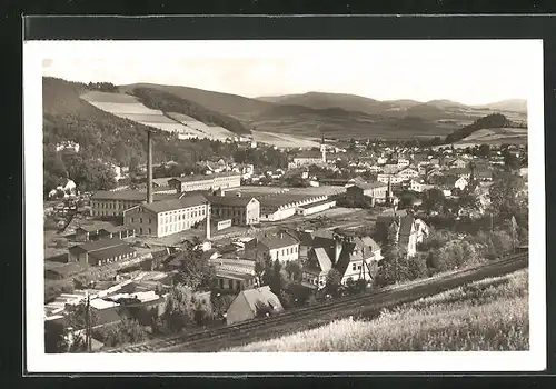 AK Jesenik, Panorama mit Fabrikanlage