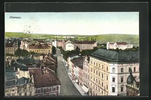 AK Olomouc, Strassenblick aus der Vogelschau