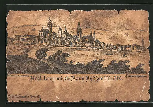 AK Novy Bydzov, Panorama anno 1780