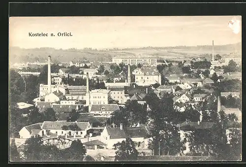 AK Kostelec n. Orlici, Stadtblick aus der Vogelschau