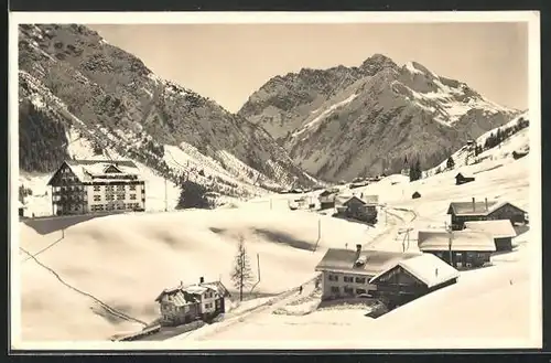 AK Mittelberg, Alpenkurhaus Walsertal, Café Anna im Winterglanz