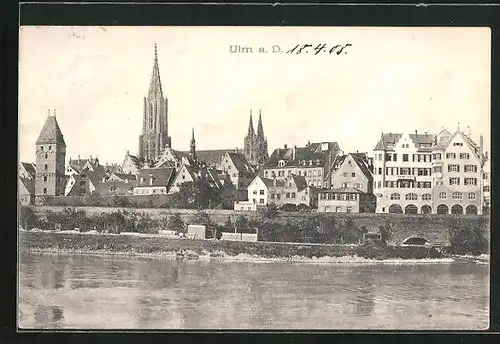 AK Ulm / Donau, Teilansicht vom Donauufer gesehen