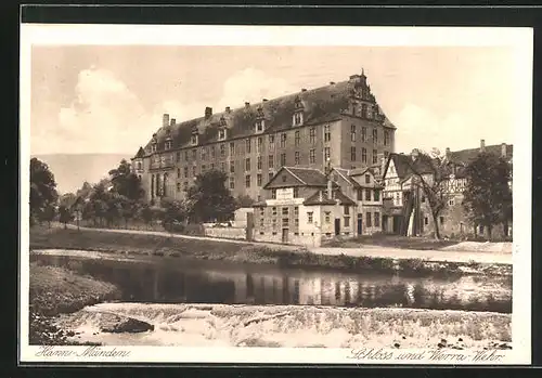 AK Hann.-Münden, Schloss und Werra-Wehr