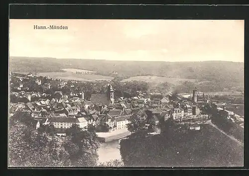 AK Hann.-Münden, Totale vom Berg gesehen