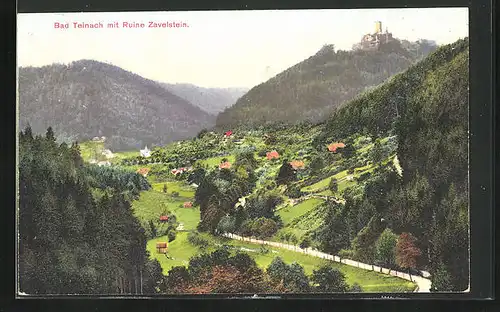 AK Bad Teinach, Gesamtansicht mit Ruine Zavelstein