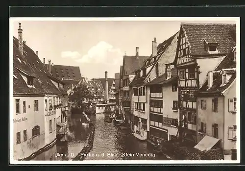 AK Ulm / Donau, Partie an der Blau, Klein-Venedig