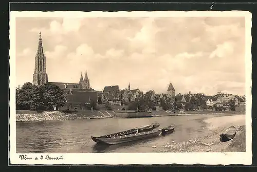 AK Ulm / Donau, Blick vom Donauufer