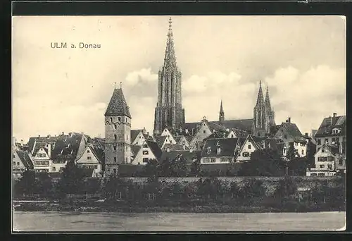 AK Ulm / Donau, Teilansicht mit Münster