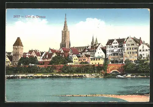 AK Ulm / Donau, Teilansicht mit Münster