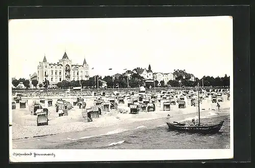 AK Zinnowitz / Ostsee, Blick von der See auf die Strandhotels