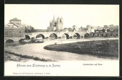 AK Limburg / Lahn, Lahnbrücke mit Dom