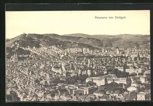 AK Stuttgart, Panoramablick auf die Stadt