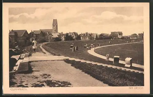 AK Cuxhaven / Nordsee, Gesamtansicht mit Deich