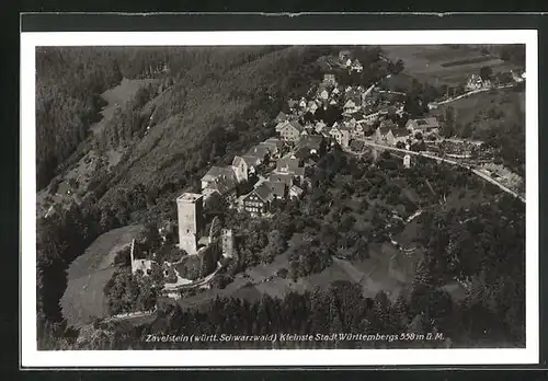 AK Zavelstein / Schwarzwald, Stadtpanorama, Luftbild