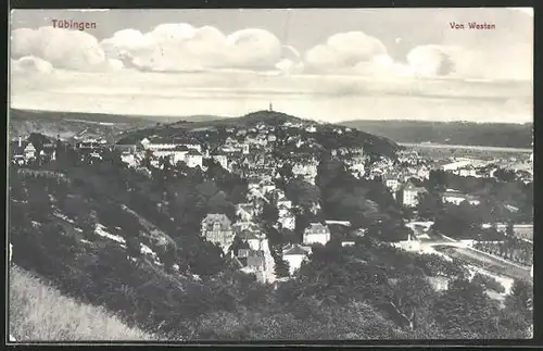 AK Tübingen a. N., Blick von Westen auf die Stadt