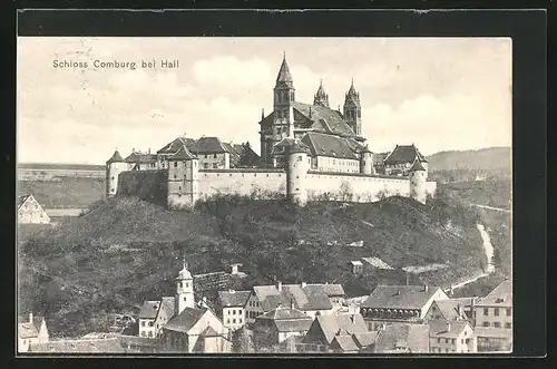 AK Comburg b. Hall, Ortsansicht mit Schloss Comburg